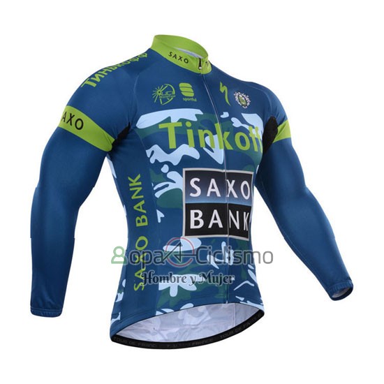 Tinkoff Saxo Bank Ropa Ciclismo Culotte Largo 2015 Mangas Largas Azur y Azul